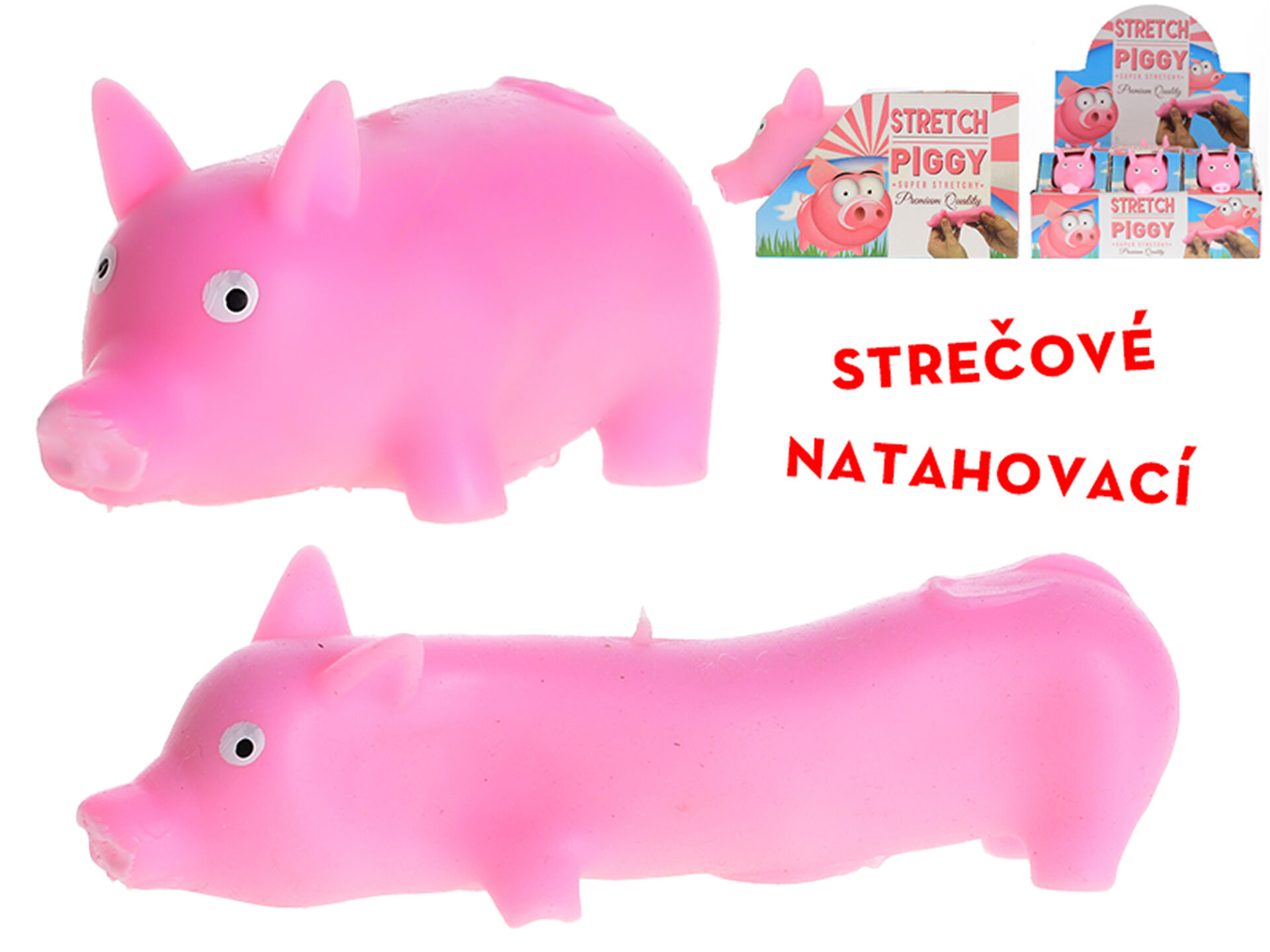 Prasátko strečové natahovací v krabičce 10 cm