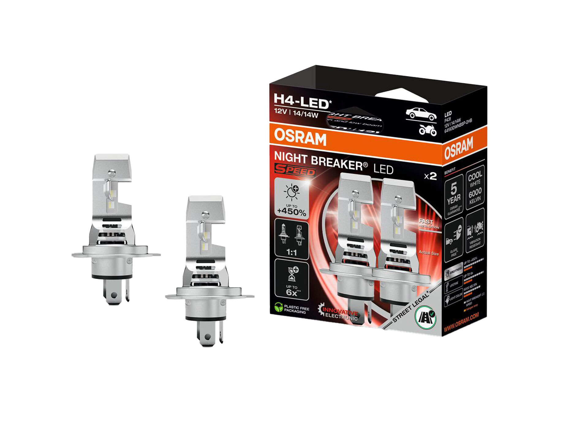 OSRAM NB H4 LED SPEED +450 % 12V-Duobox