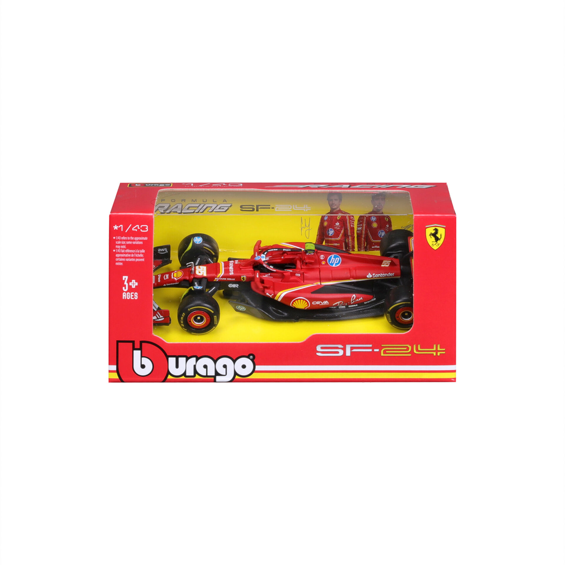 Bburago RACE Formule F1, Ferrari Scuderia SF-24, Carlos Sainz, 1:43