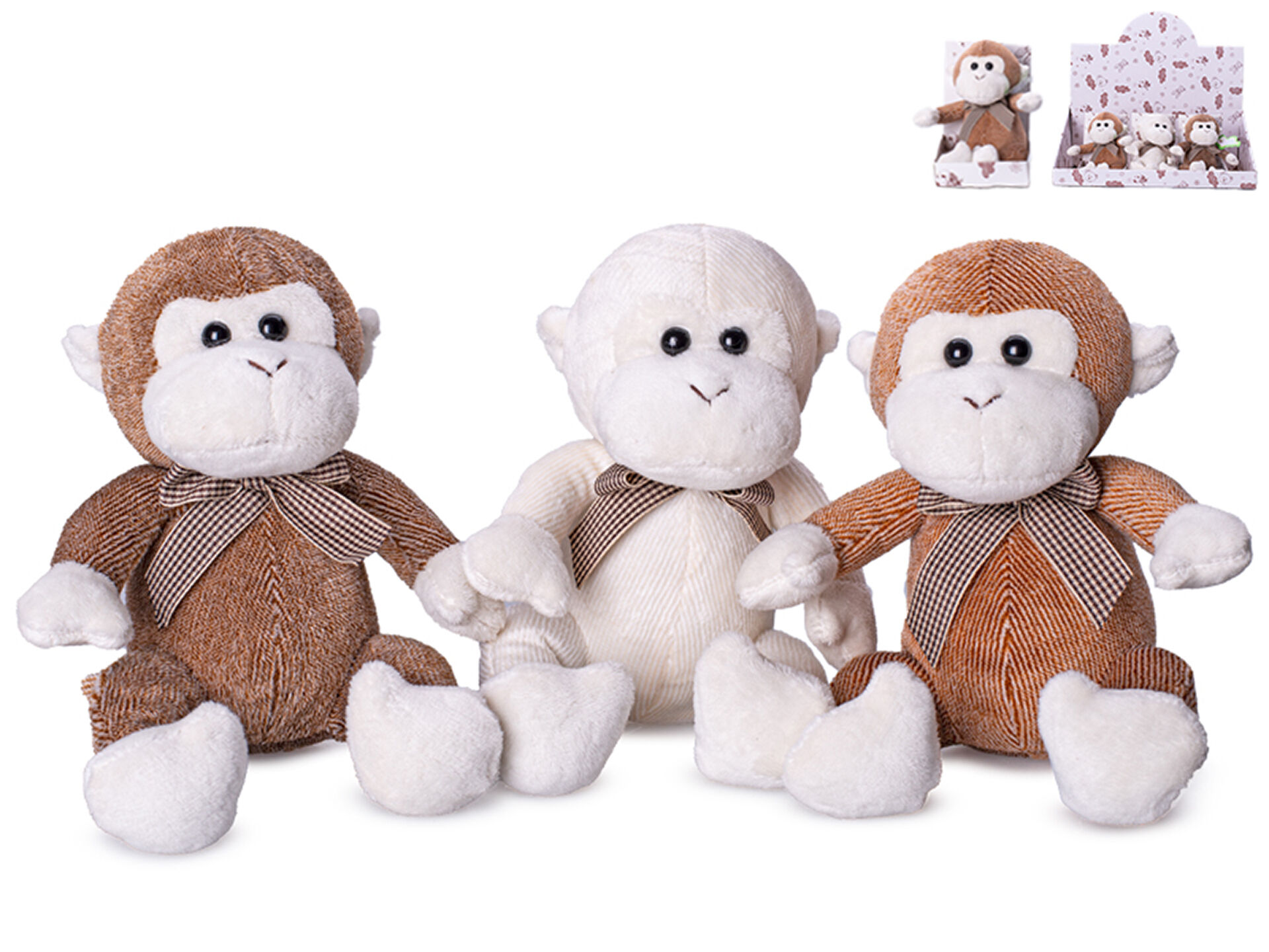 Opice plyšová s mašlí 15 cm - sedící / VB