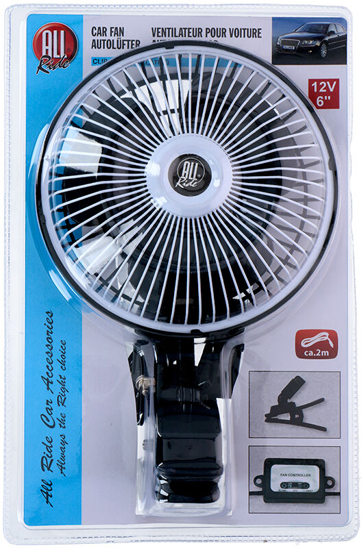 ALLRIDE Autoventilátor s klipsem 12 V 15 cm