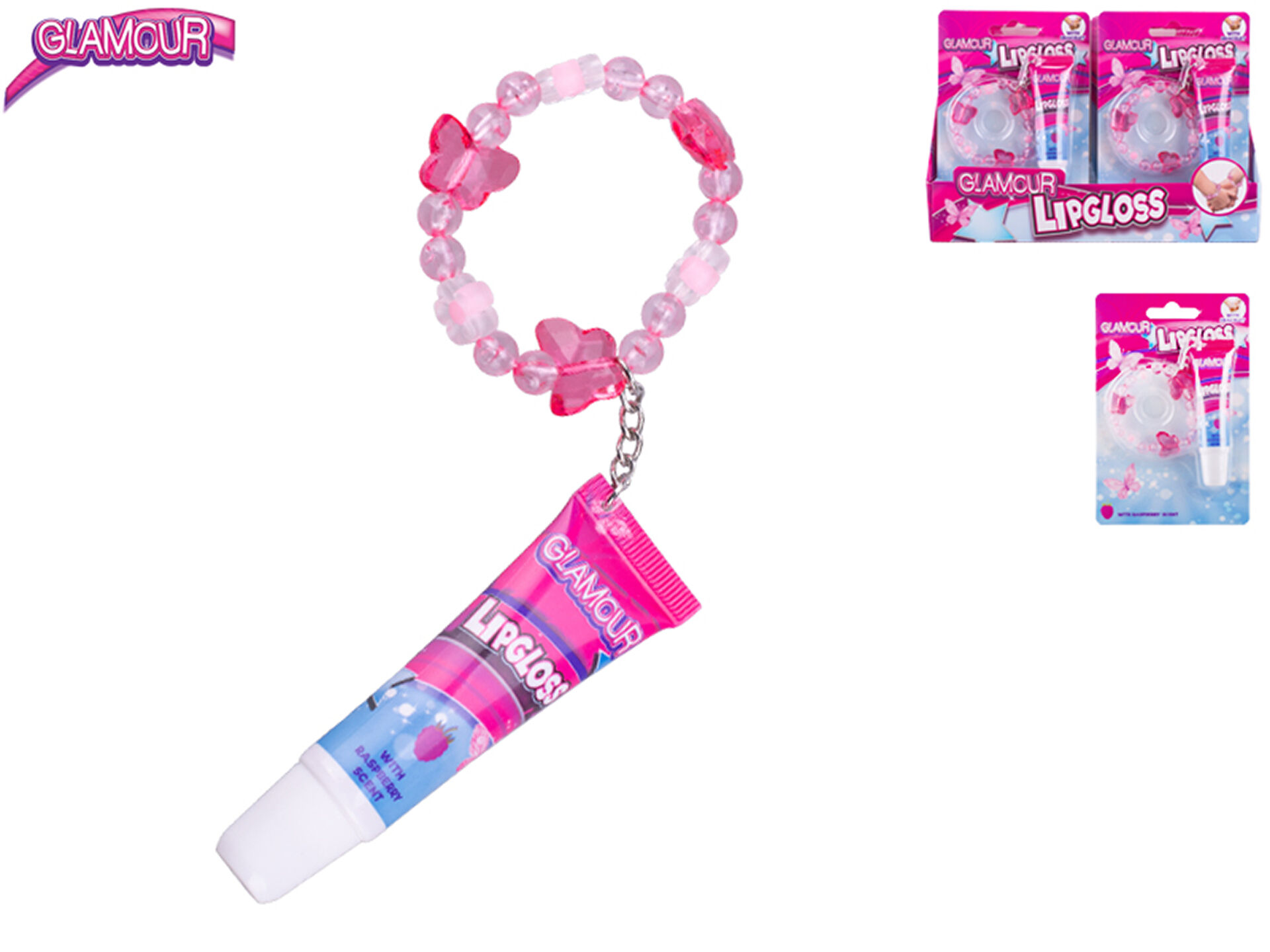 Glamour lesk na rty s přívěskem malina 12 ml