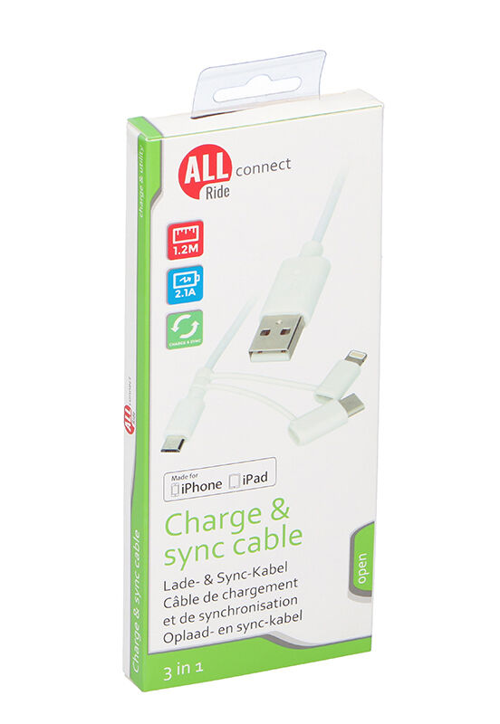 ALLRIDE Connect Nabíjací kábel micro USB, typ C, iPhone