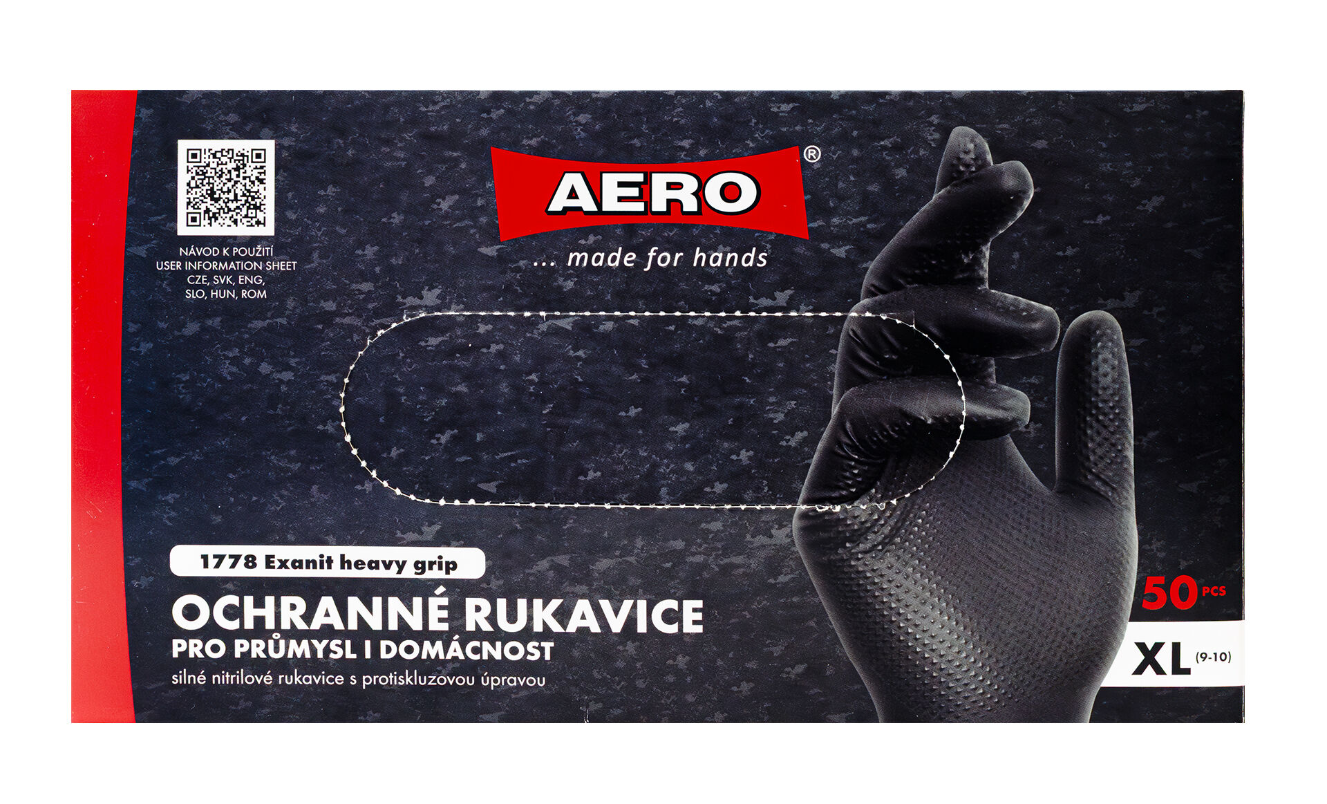 AERO Nitrilové rukavice černé XL – 50 ks