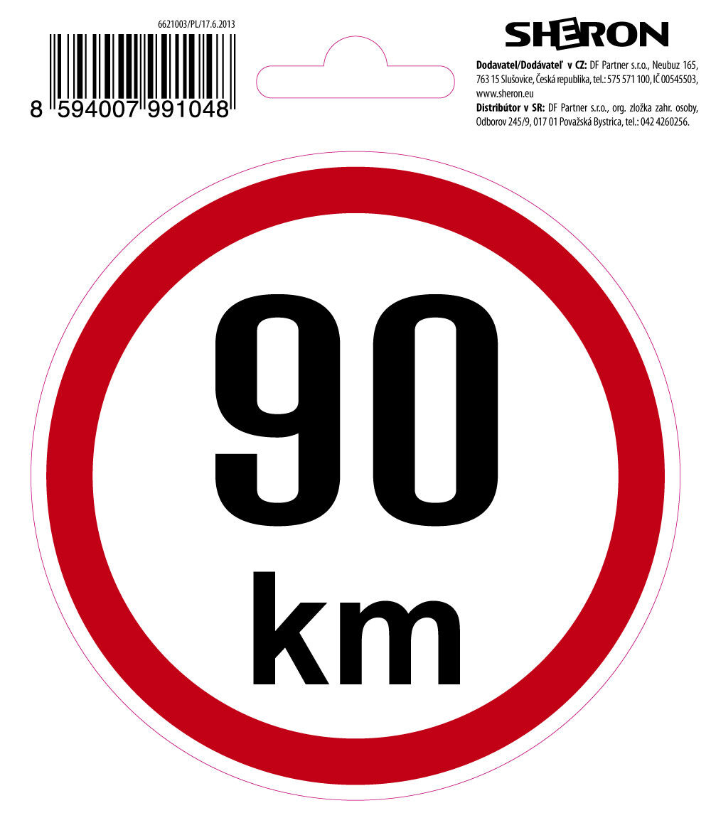 SHERON Samolepka - 90 km/h