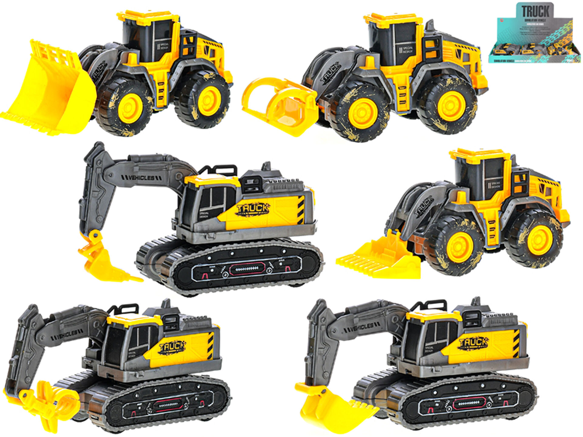 Auto stavební žluté 11,5 cm - na setrvačník / VV