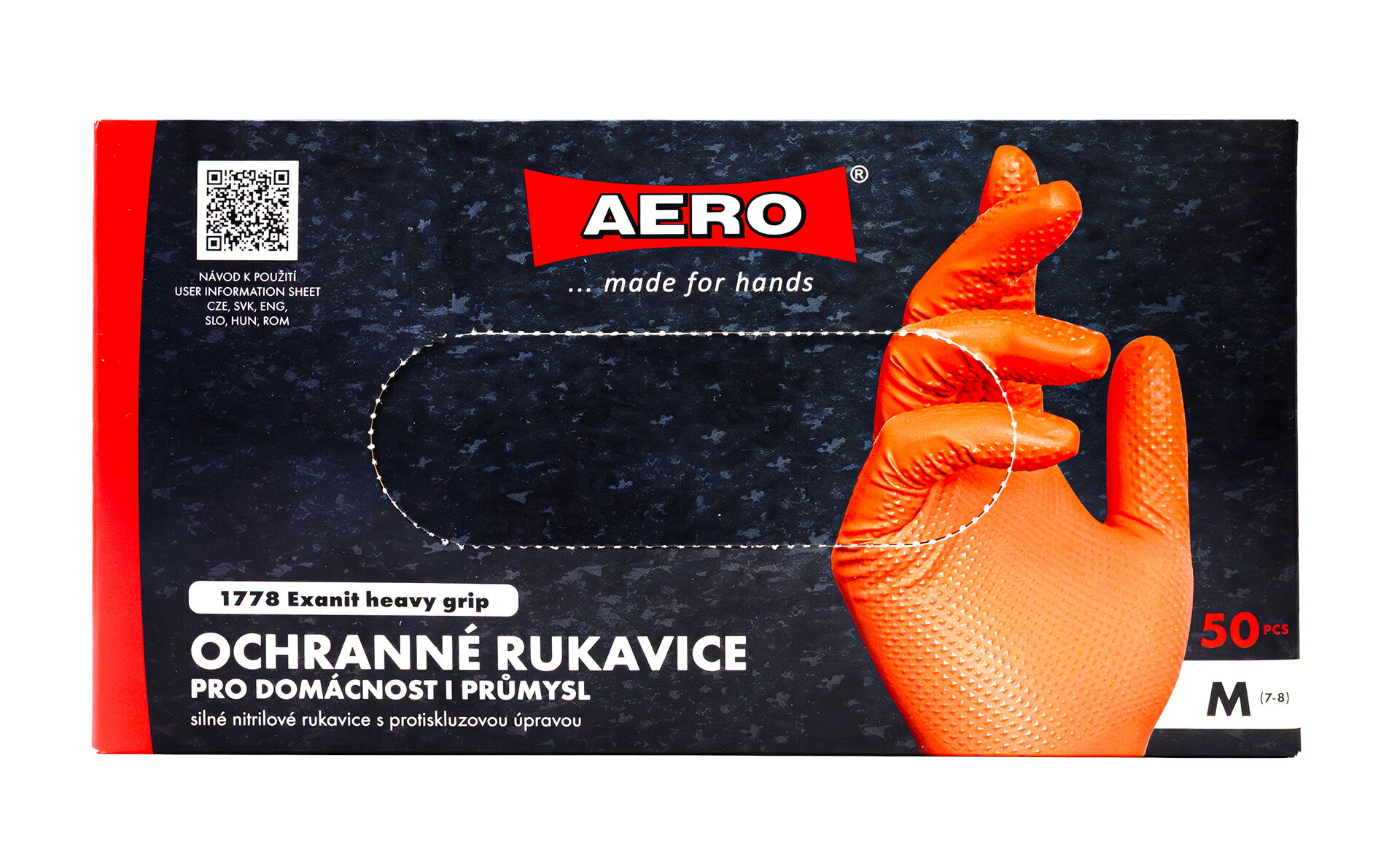 AERO Nitrilové rukavice oranžové M – 50 ks