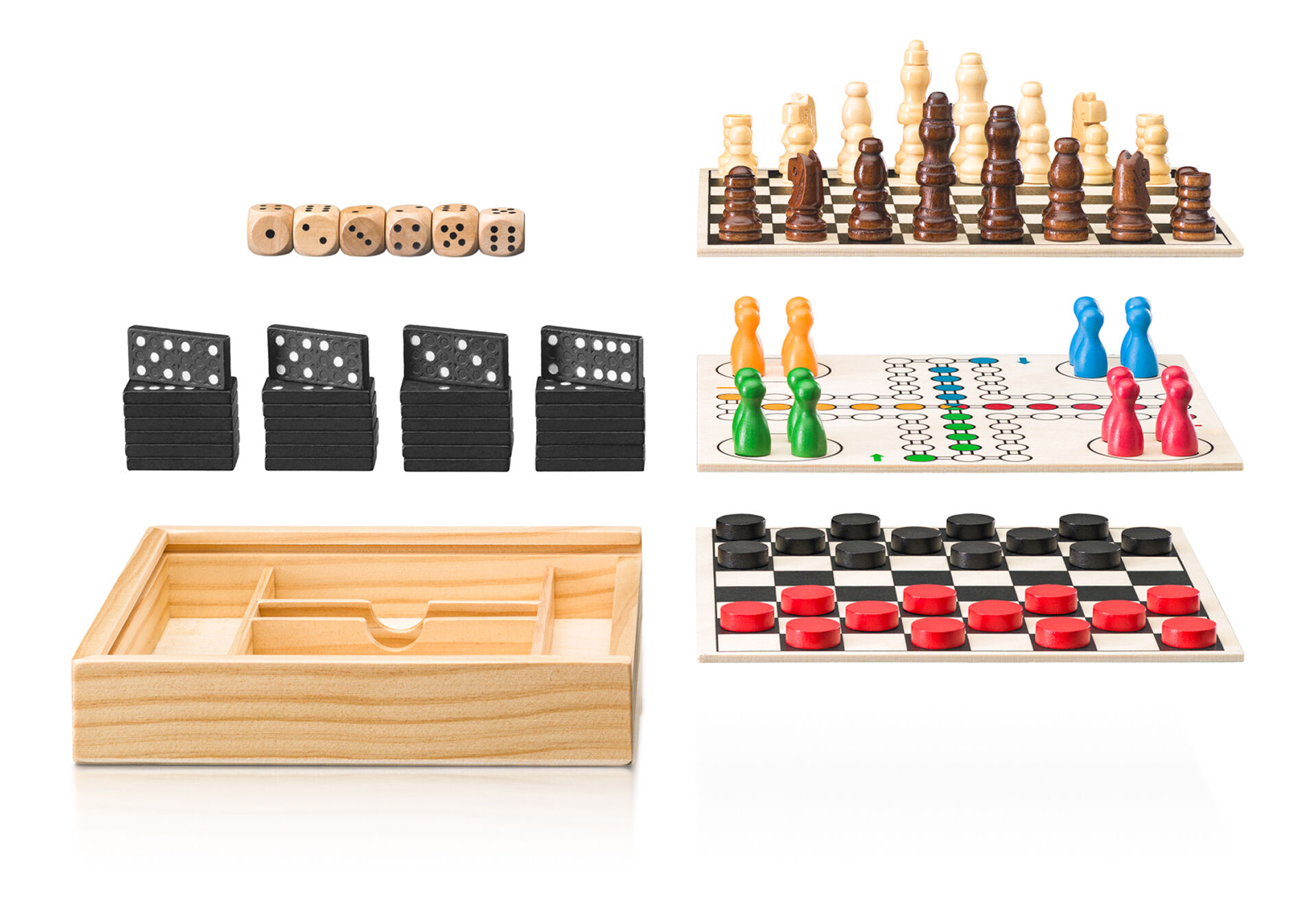 Soubor her magnetický v dřevěném boxu