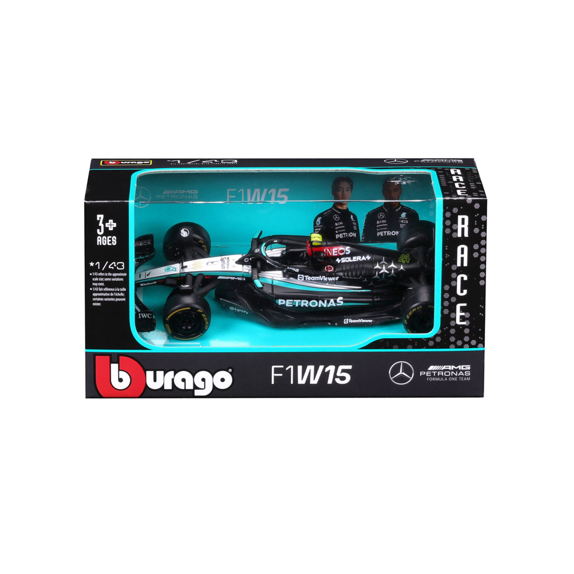 Bburago RACE Formule F1, Team Mercedes-AMG Petronas W15, Lewis Hamilton, 1:43
