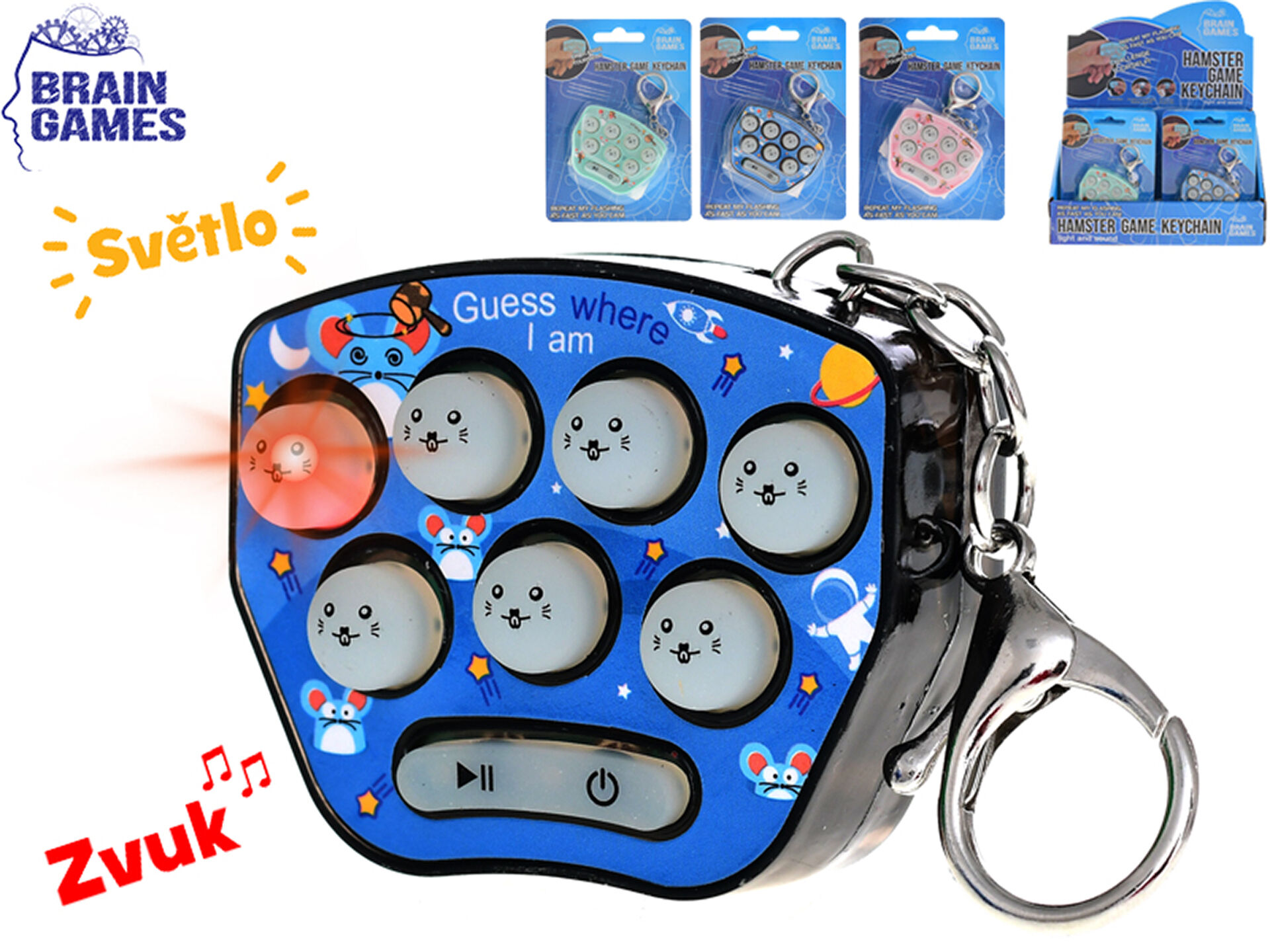Brain Games klíčenka/křeček hra 6 cm - na baterie / VB