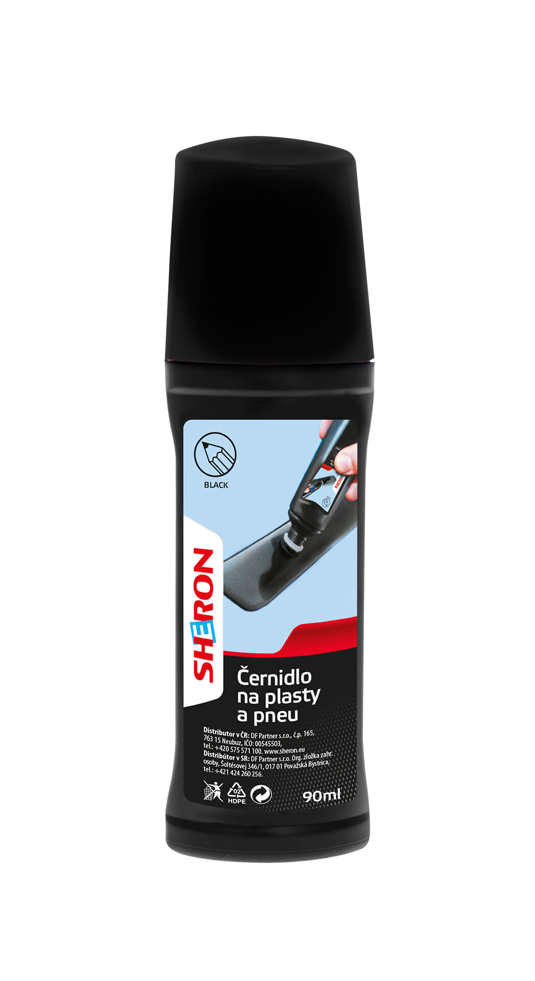 SHERON Műanyag- és gumiápoló stift fekete 90 ml