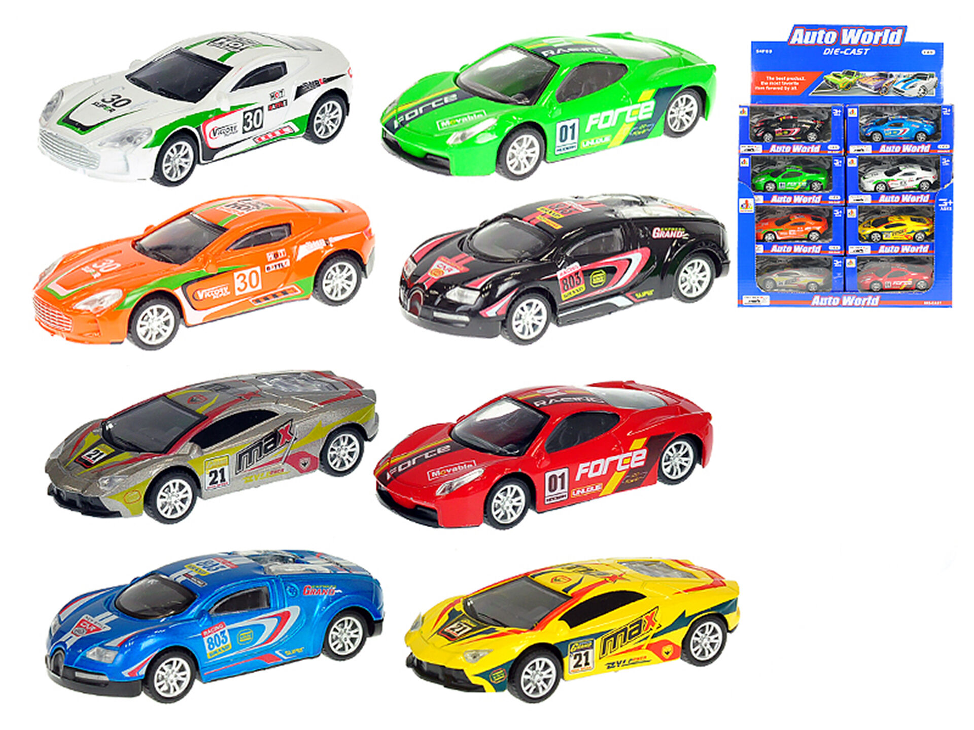 Auto závodní 10 cm 1:43 - zpětný chod / VB / VV