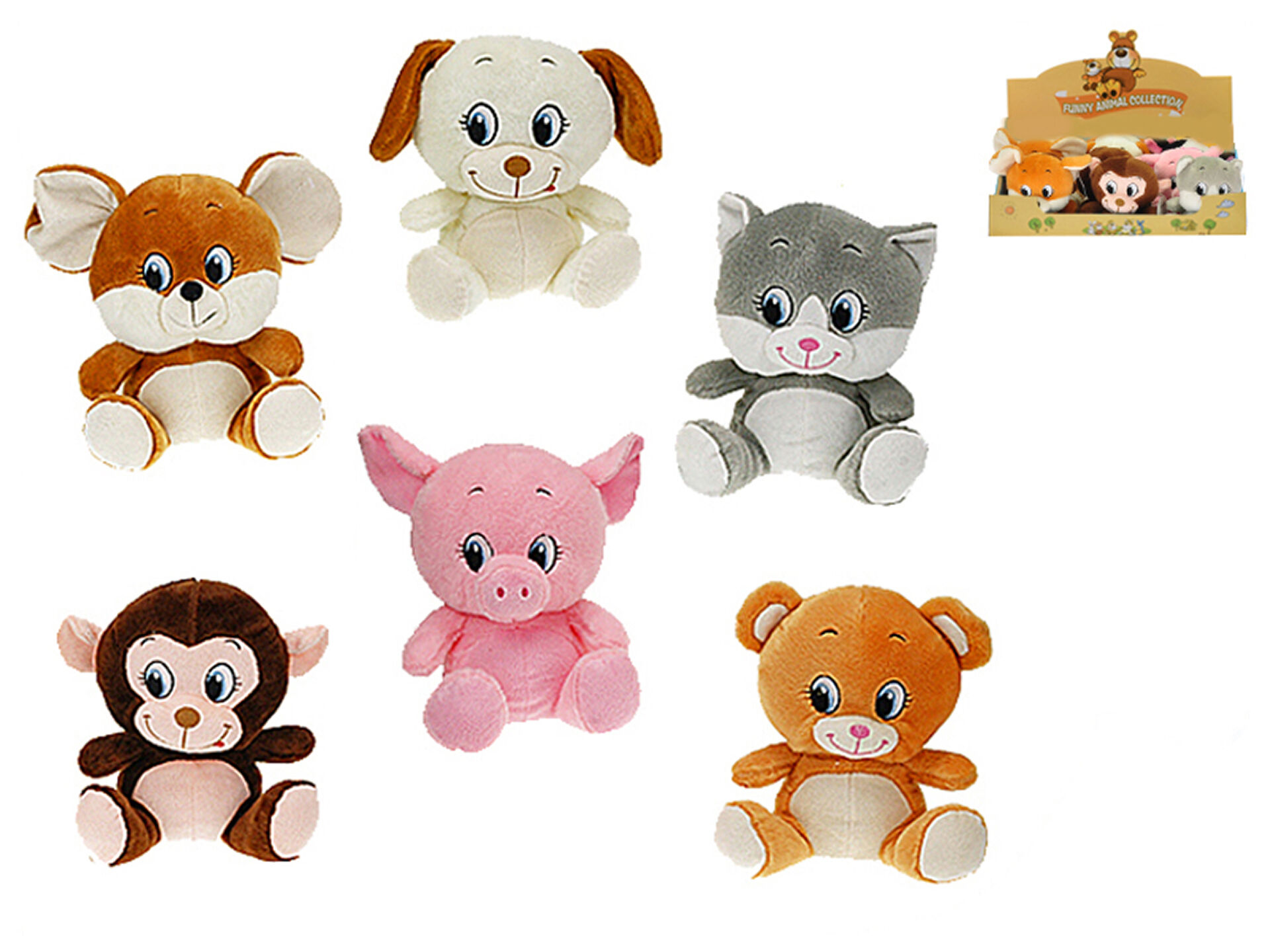 Zvířátka plyšová 15 cm - sedící / VB / VV