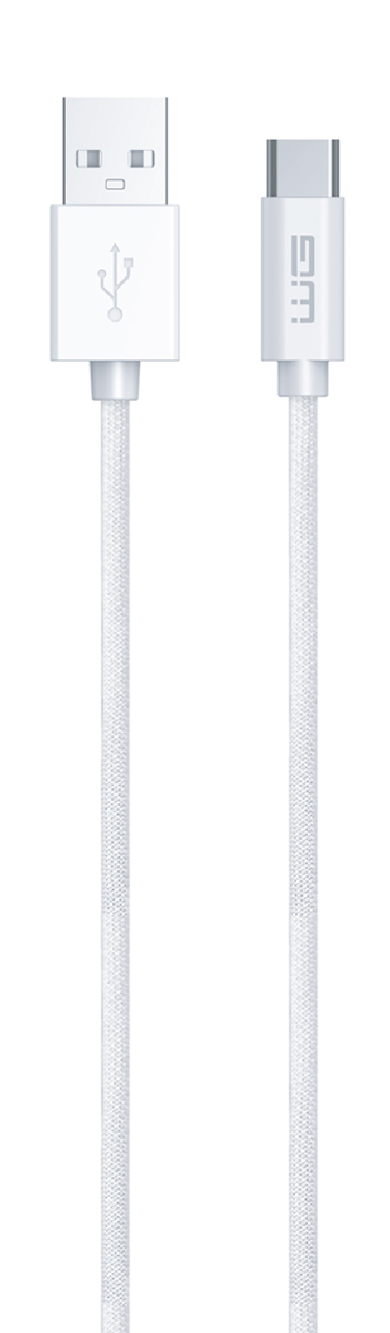 WG Adatkábel USB-A_type-C, 3 A, fehér, 100 cm