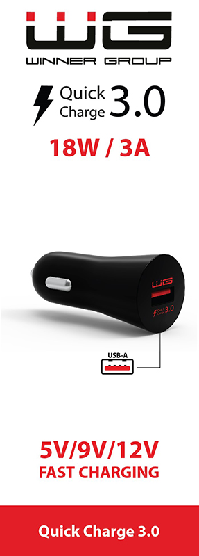 WG Töltő, 1x USB-A, fast charge, 3 A