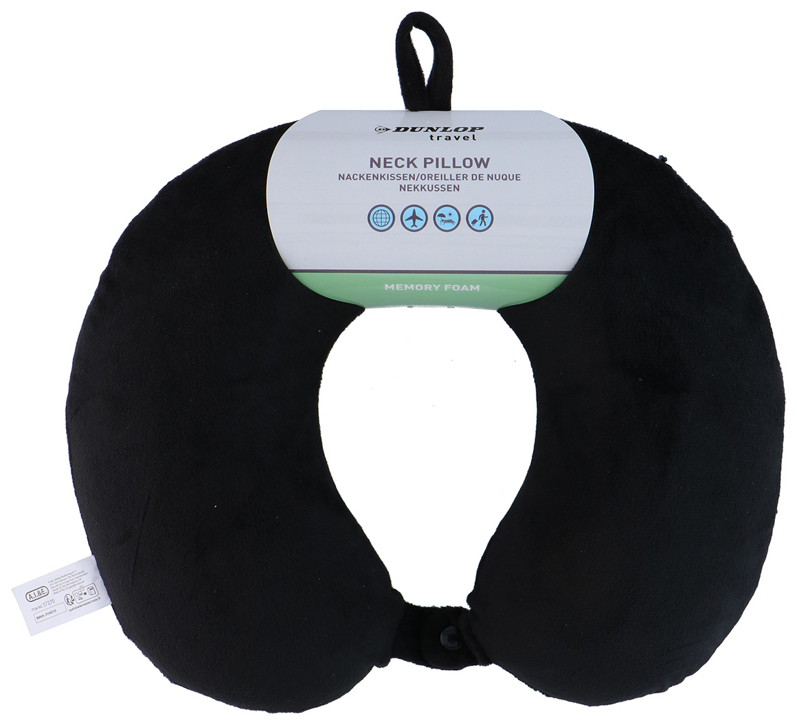 DUNLOP Cestovní polštářek z paměťové pěny černý/šedý