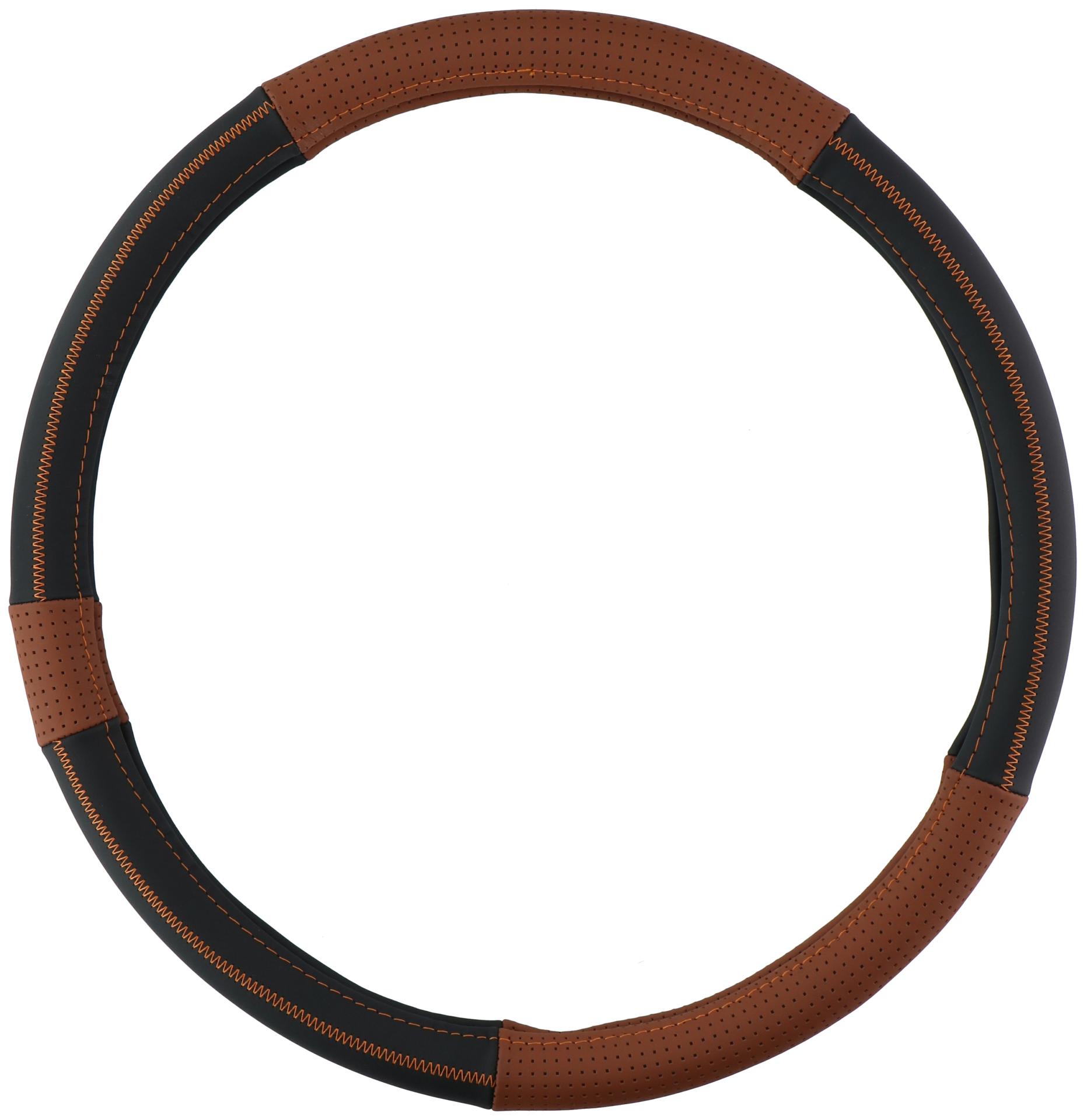 ALLRIDE Potah na volant 44-46 cm, kožený, černo-hnědý