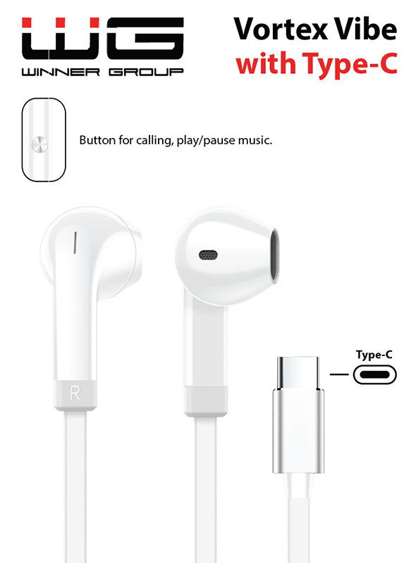 WG Fülhallgató mikrofonnal, earbuds, type-C, fehér