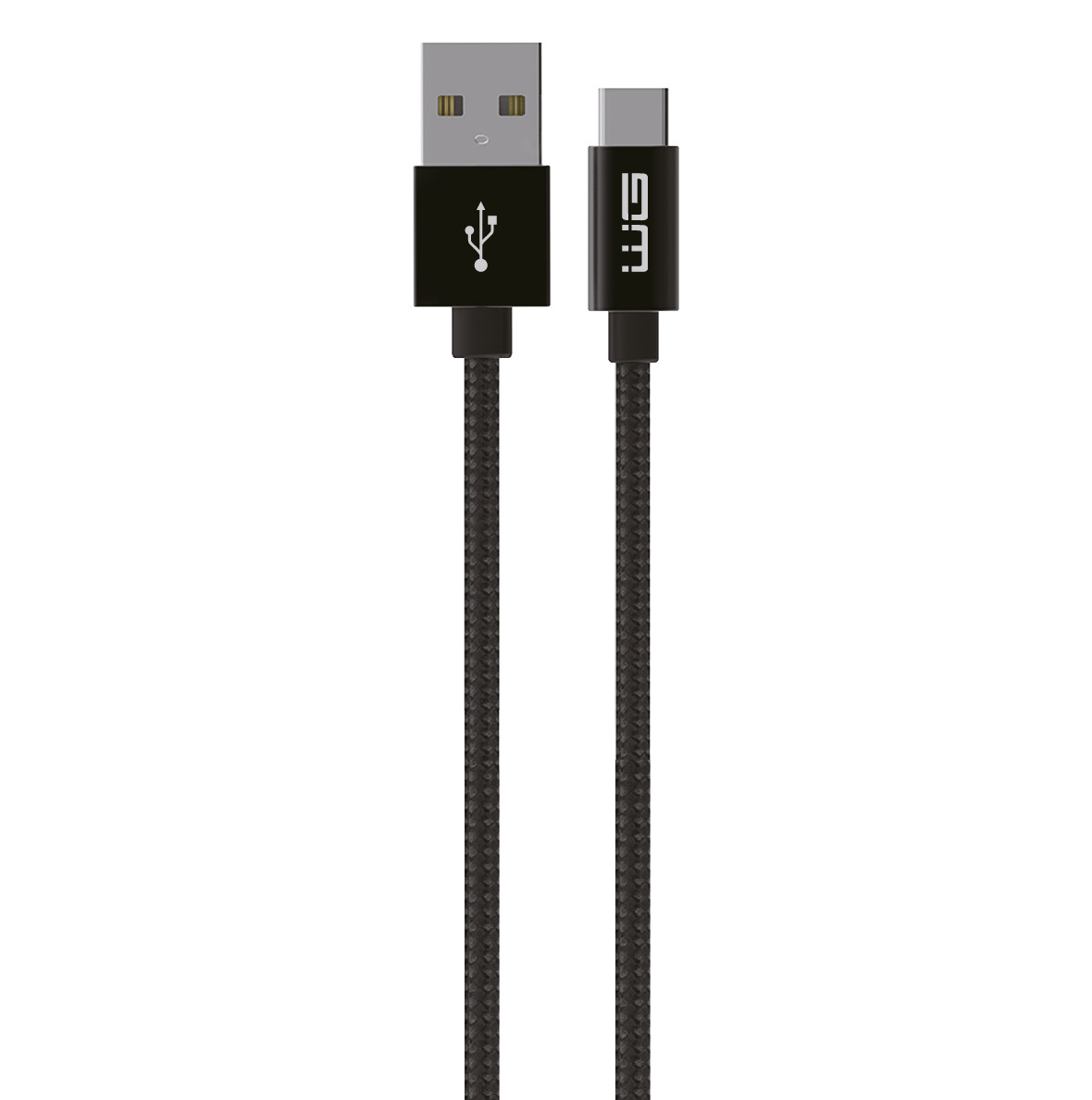 WG Adatkábel USB-A_type-C, 3 A, fekete, 50 cm