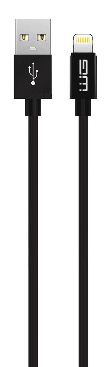 WG Adatkábel USB-A_Lightning, 2,4 A, fekete, 100 cm