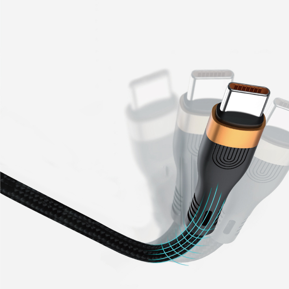 WG Adatkábel type-C_type-C/Lightning/micro, 5 A, fekete, 150 cm