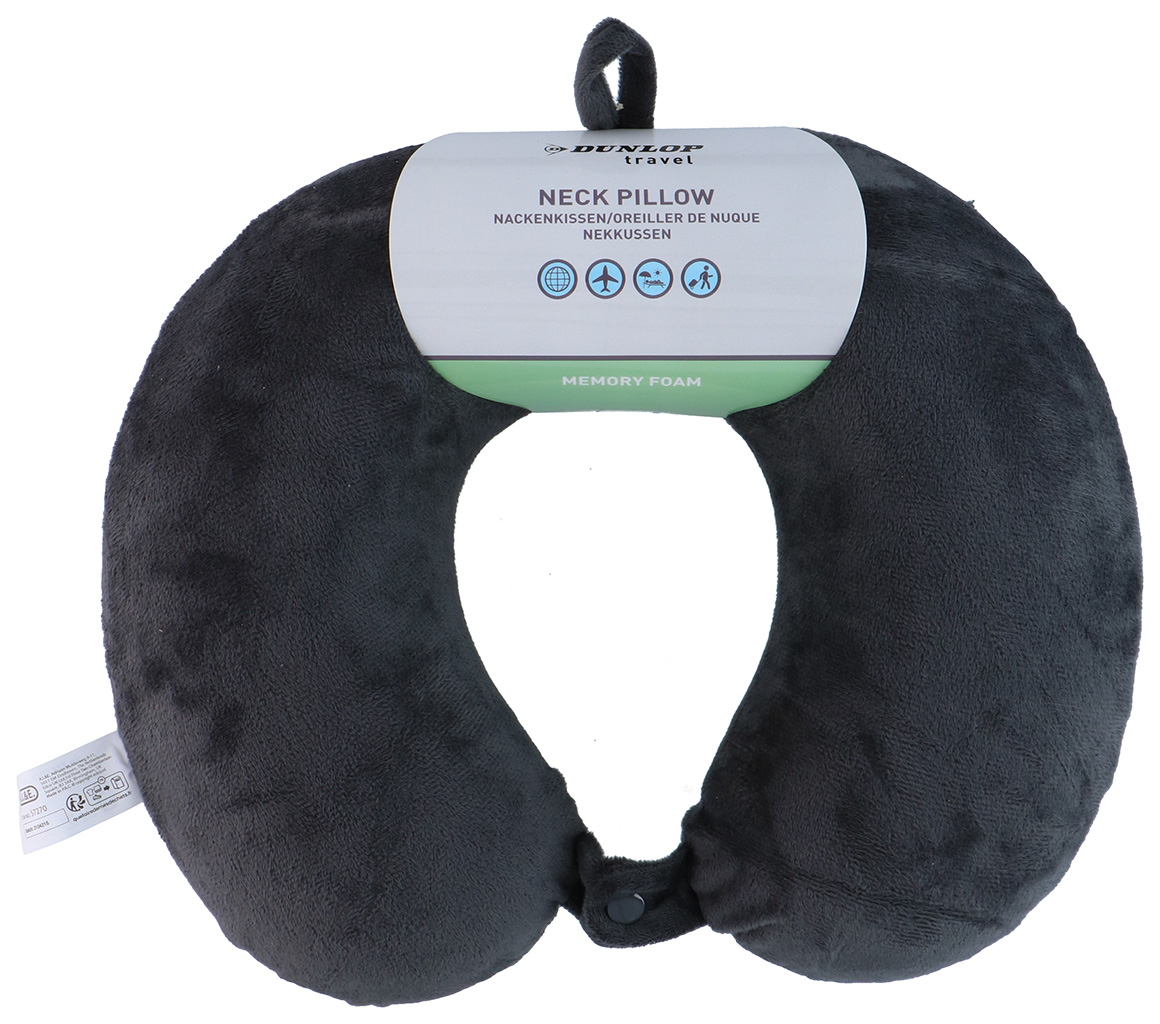 DUNLOP Cestovní polštářek z paměťové pěny černý/šedý